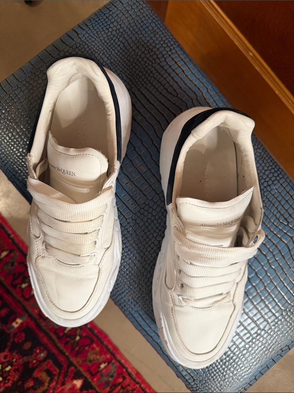 Alexander McQueen Oversized Court Trainer in a white and black colorway. - Picture 2 of 8
